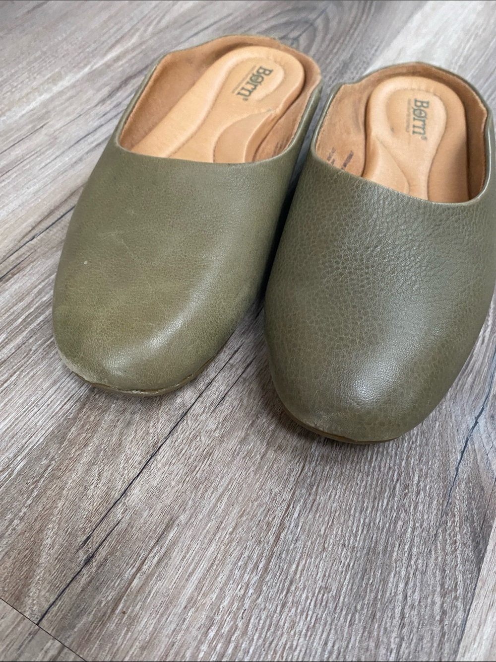 Born Olive Green Leather Slip-On Mules - Picture 5 of 7